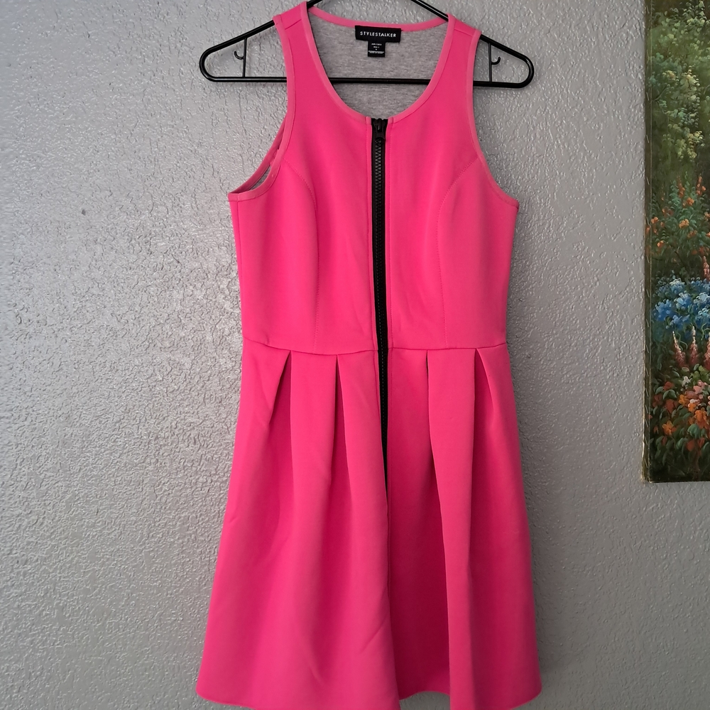 Stylestalker Hot Pink Zip-Front Mini Dress